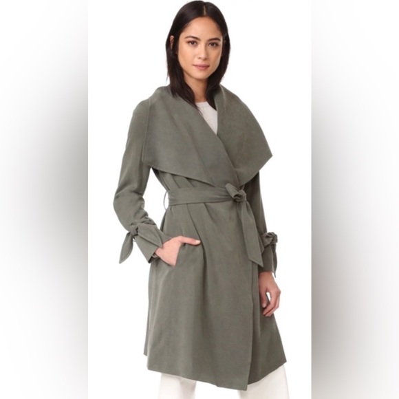 Club Monaco Ellayne Trench Coat, Green Modal Wrap Jacket, Size Extra Small - Picture 1 of 3